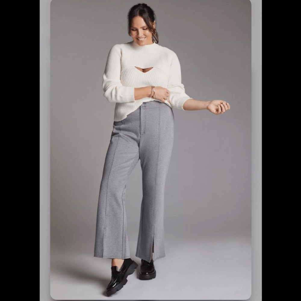 Anthropologie Light Gray Wide-Leg Pants